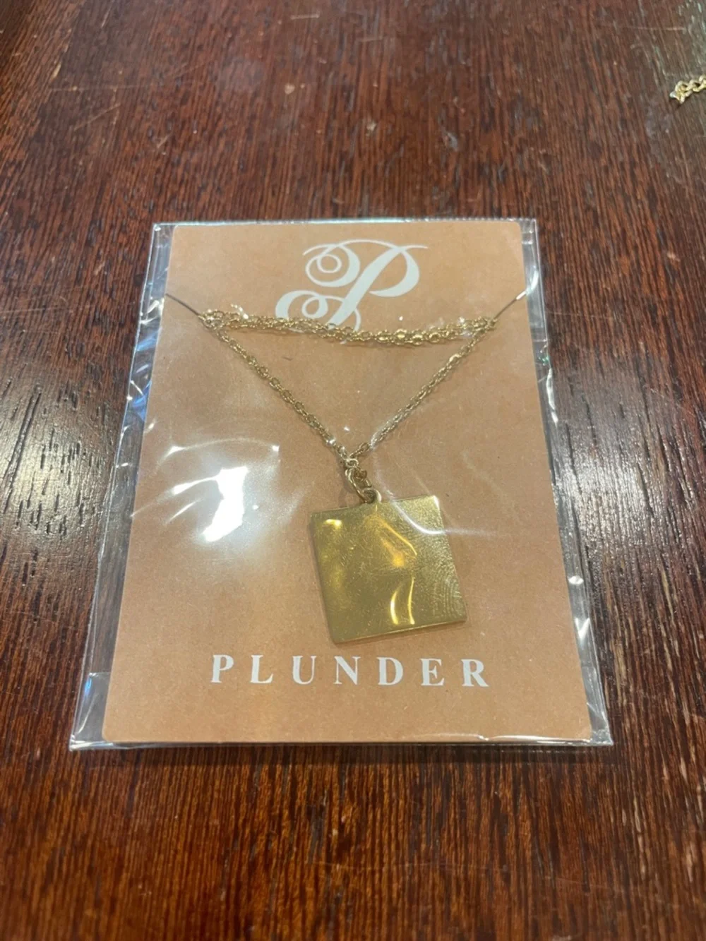 Plunder Gold-Tone Pendant Necklace Set. Lot of 3 Puzzle Square Round. 18+3” NWOT - Picture 3 of 7